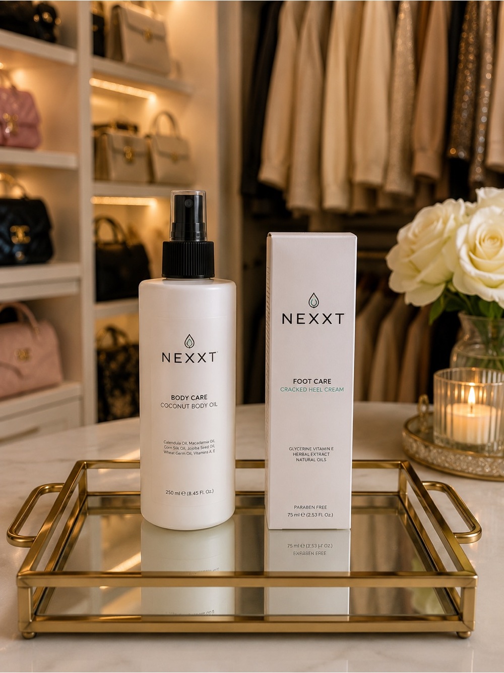 NEXXT Coconut Body Oil + Cracked Heel Cream Body Foot Care Duo NEW